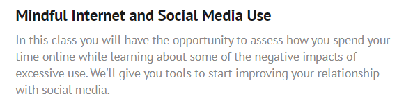 Course: Mindful Internet and Other Social Media Use