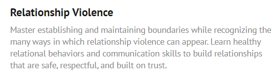 Course: Relationship Violence