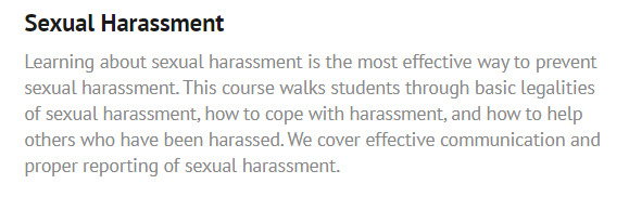 Course: Sexual Harassment